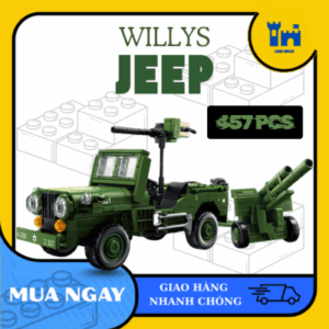mô hình lắp ráp nonlego – xe quân sự willys jeep (457 mảnh ghép)